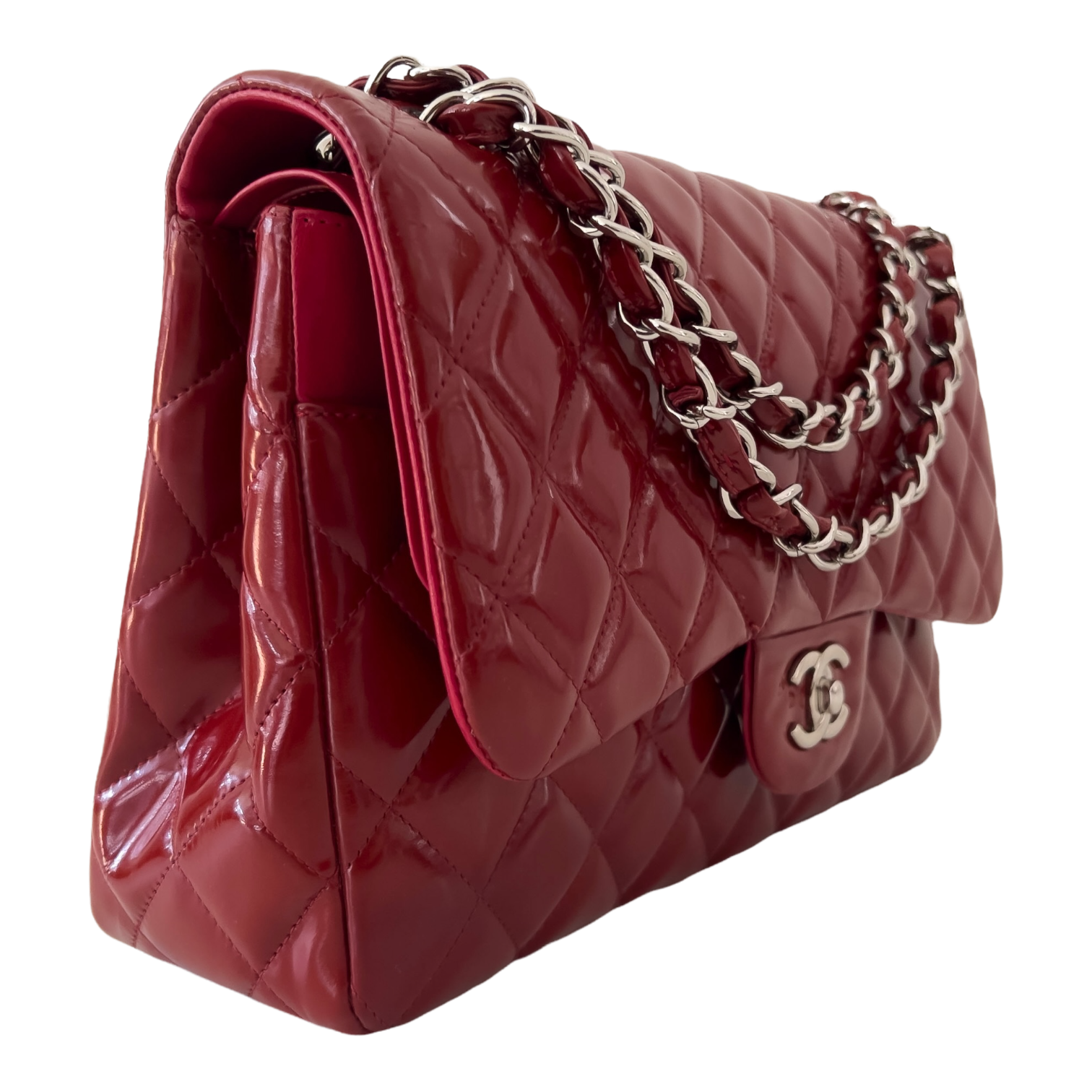 Red Patent Jumbo Classic Double Flap