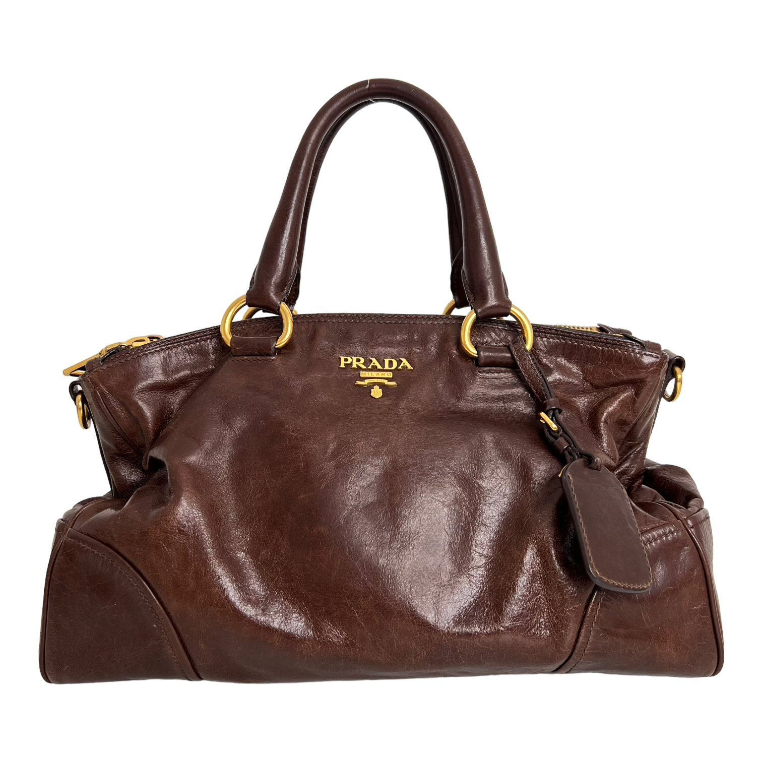 Brown Vitello Shine Handbag