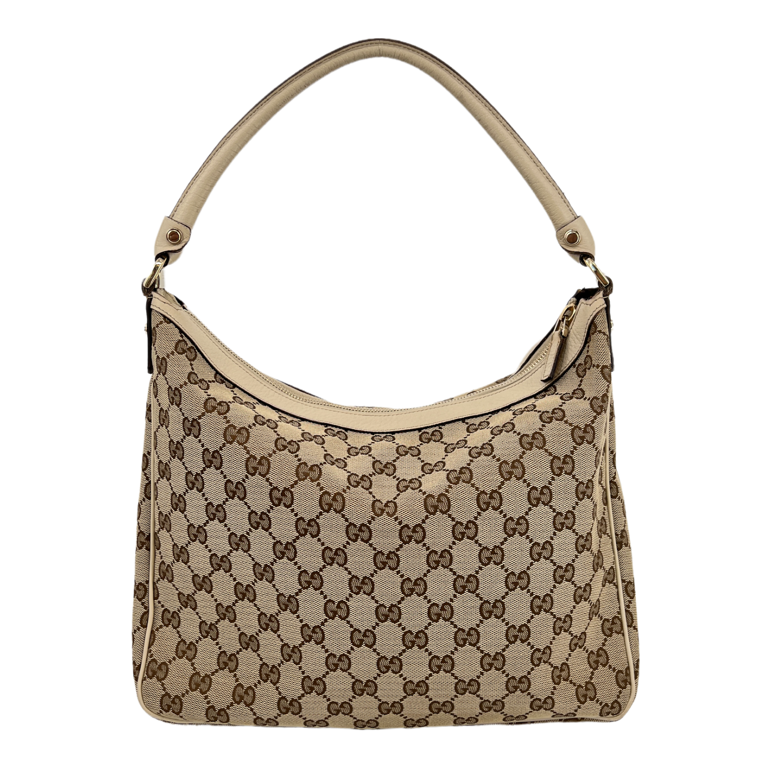 GG Monogram Ivory Canvas Pocket Hobo Bag