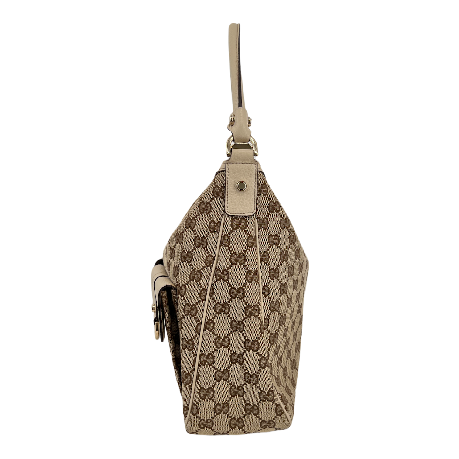 GG Monogram Ivory Canvas Pocket Hobo Bag