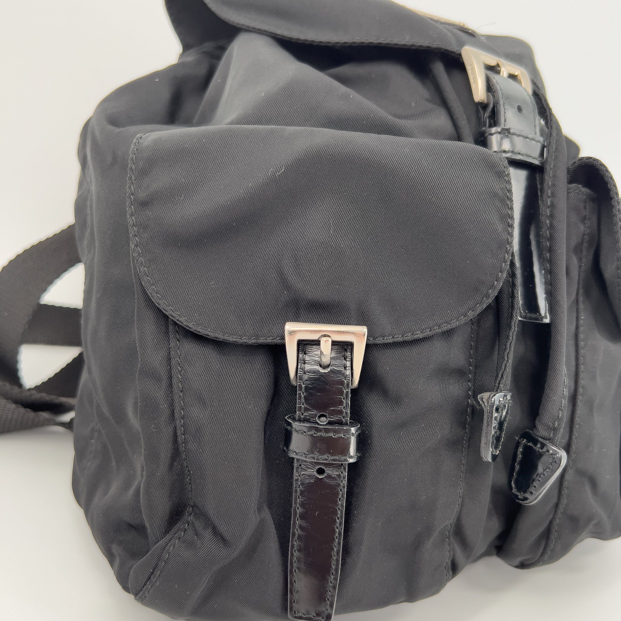 Black Nylon Tessuto Backpack