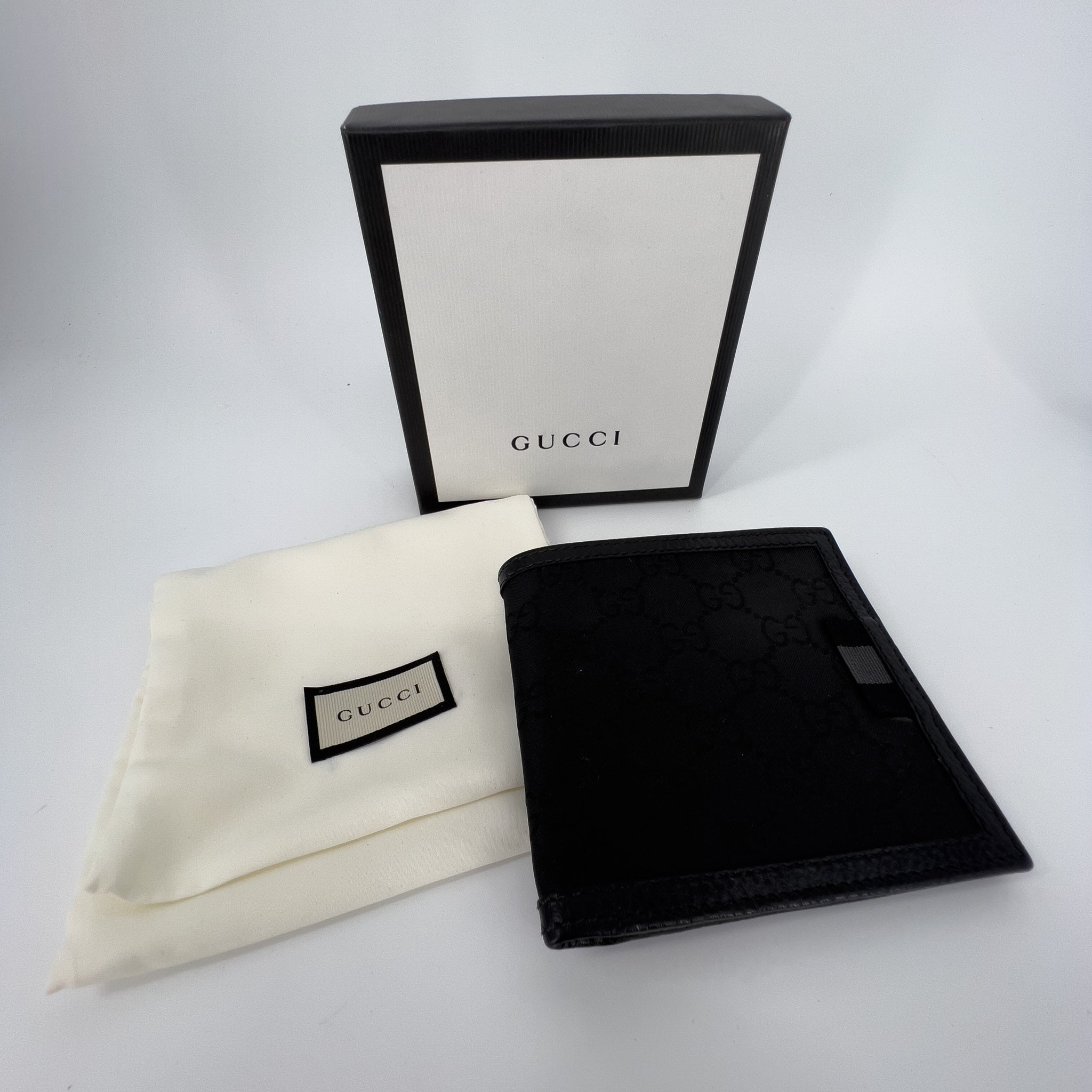 Black GG Web Canvas Mens Wallet