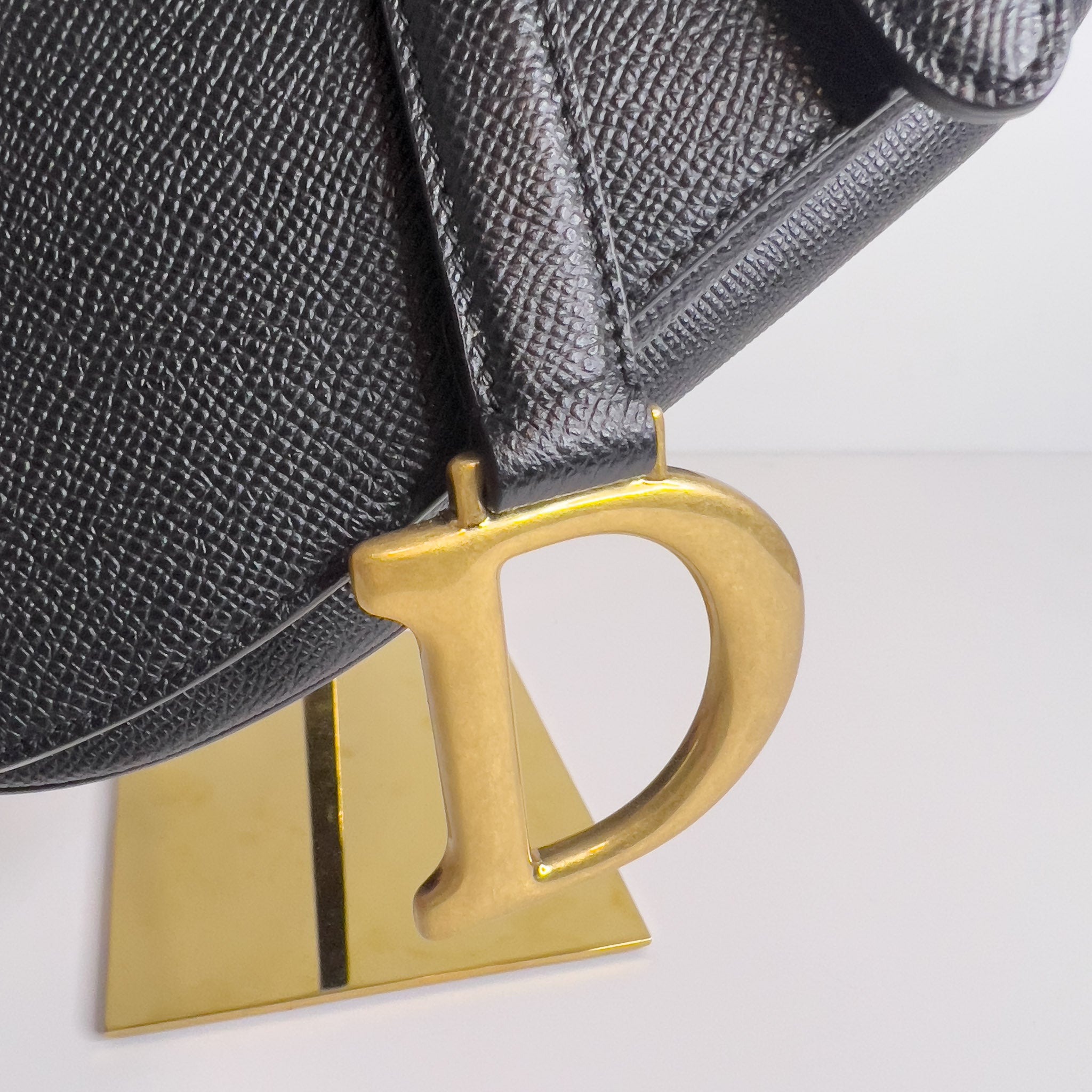 Black Grained Calfskin Saddle Bag