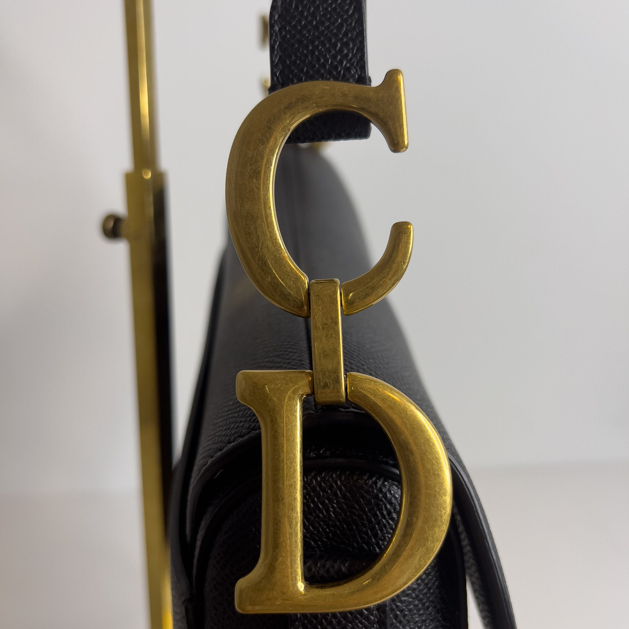 Black Grained Calfskin Saddle Bag