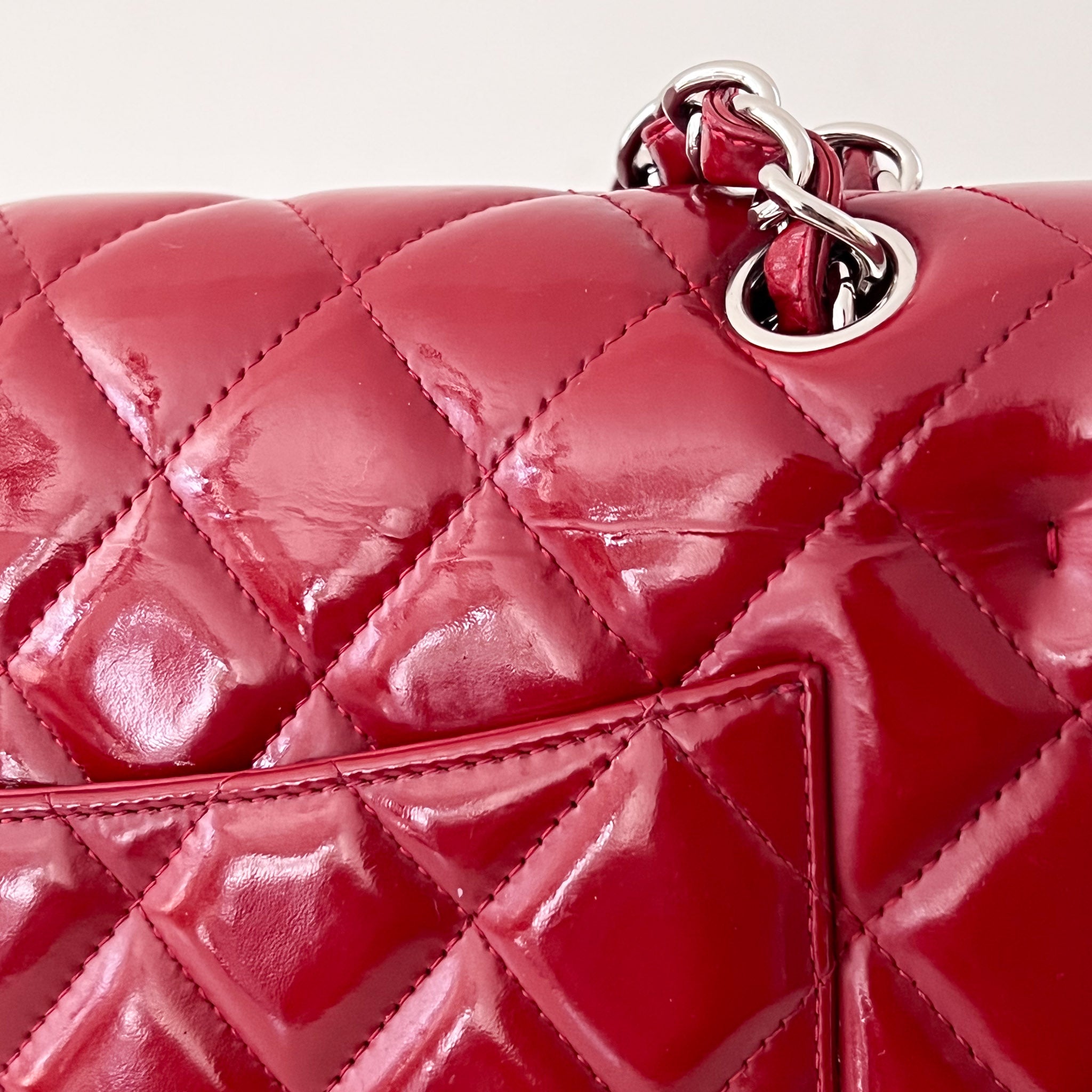 Red Patent Jumbo Classic Double Flap