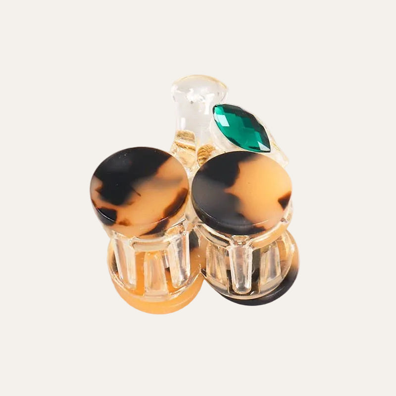 TORTOISE CHERRY HAIR CLAW CLIPS