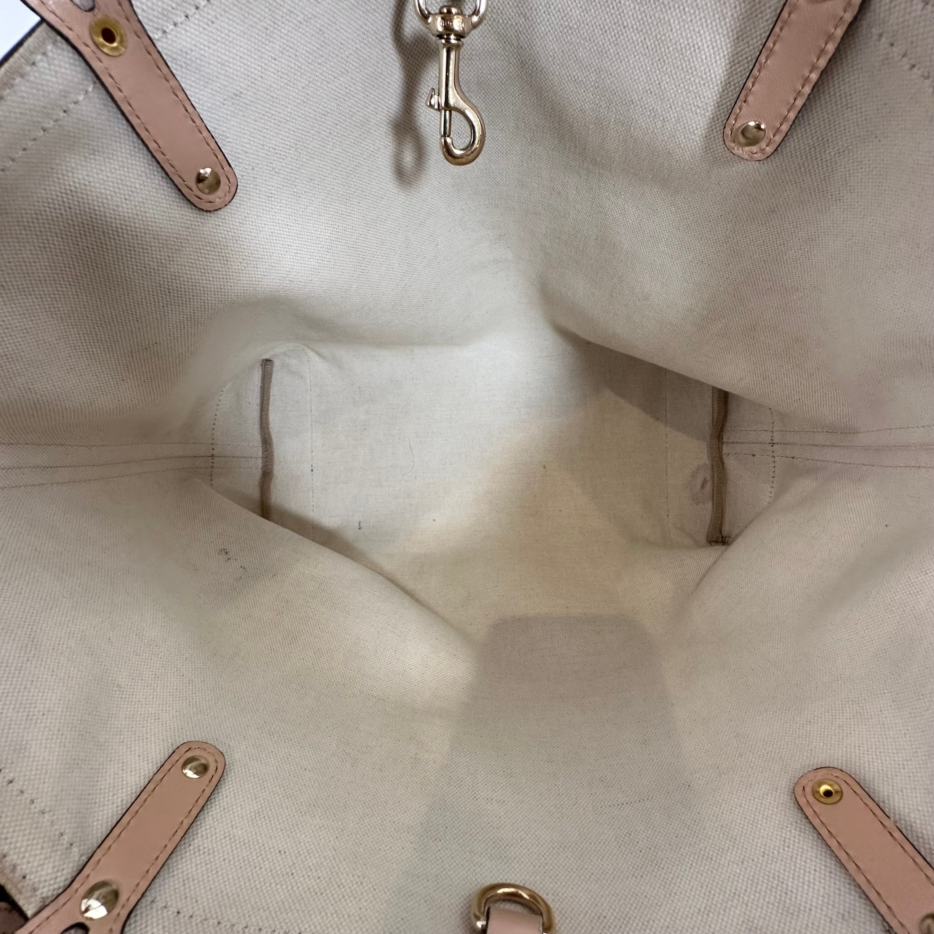 Beige GG Web Tote