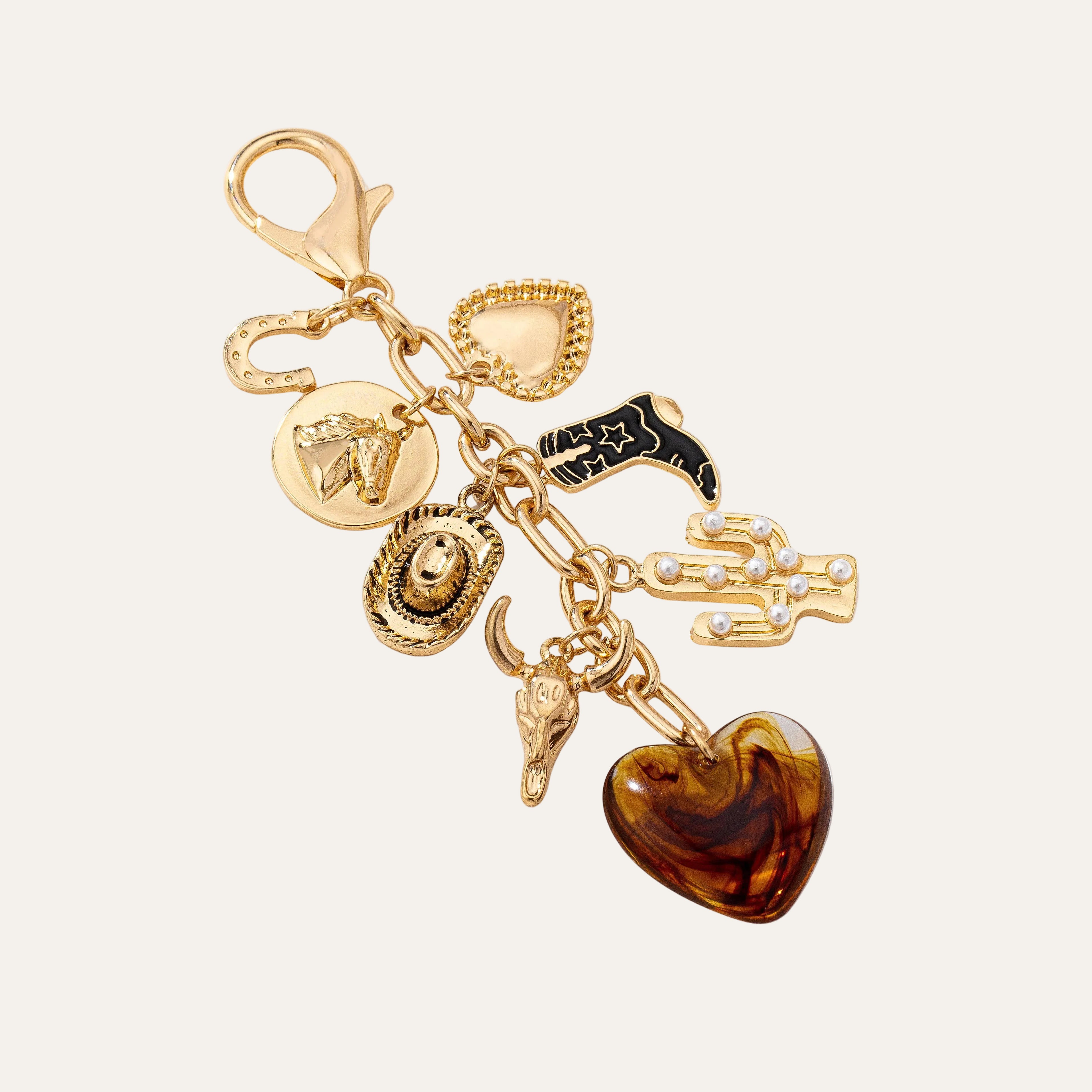 WESTERN HEART CROSS HAT BOOT HEART BAG CHARM
