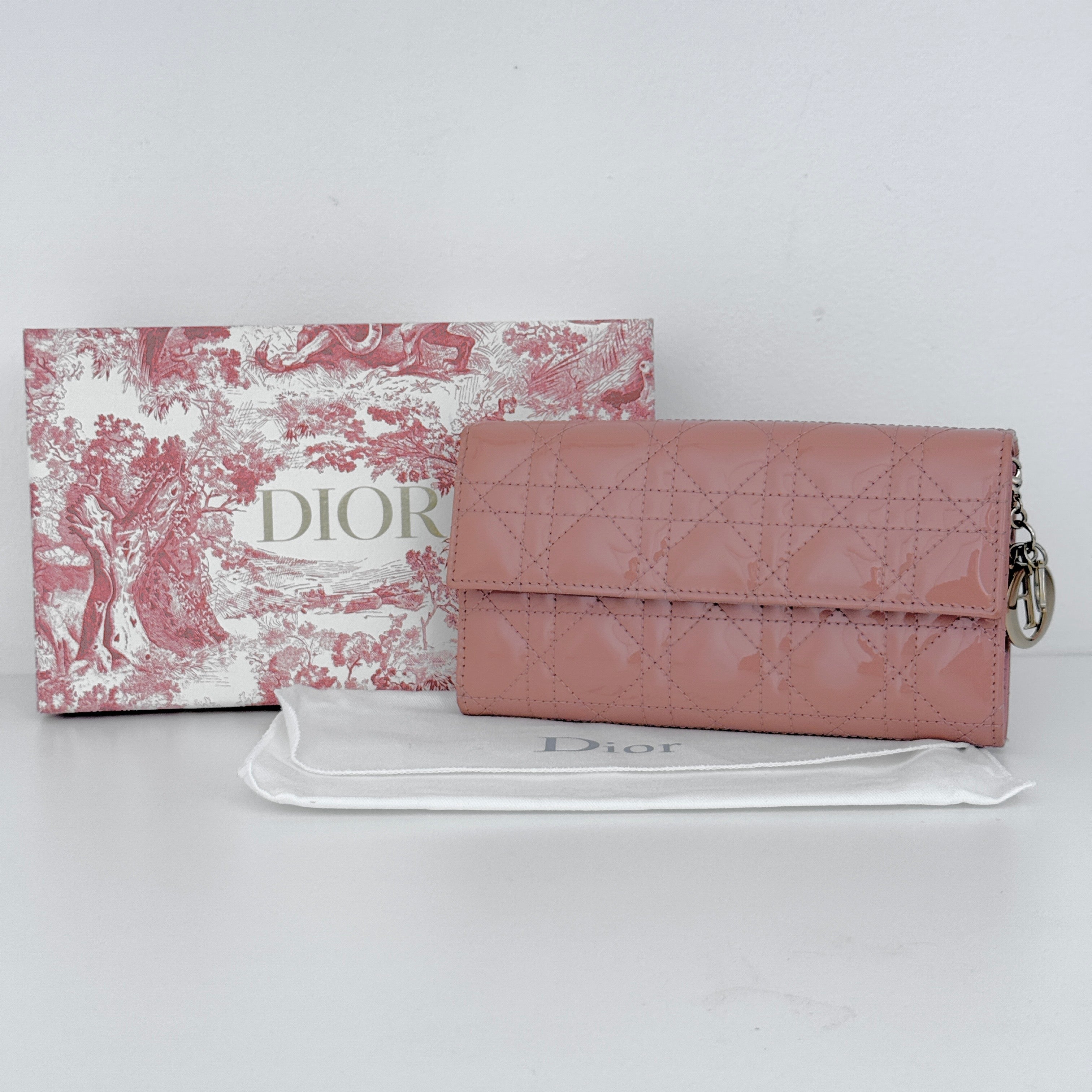 Patent Cannage Lady Dior Long Wallet