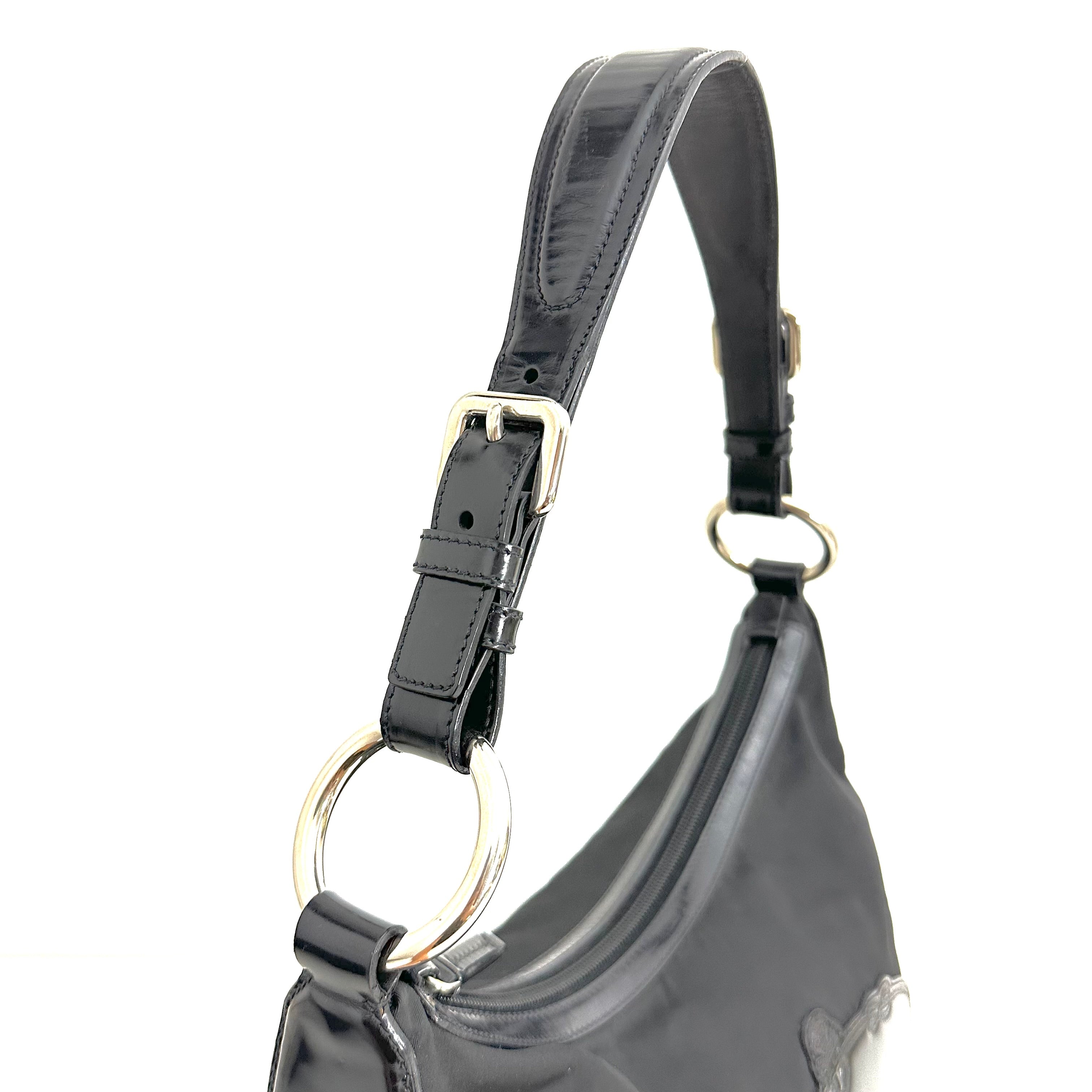 Black Tessuto Nylon Hobo Bag