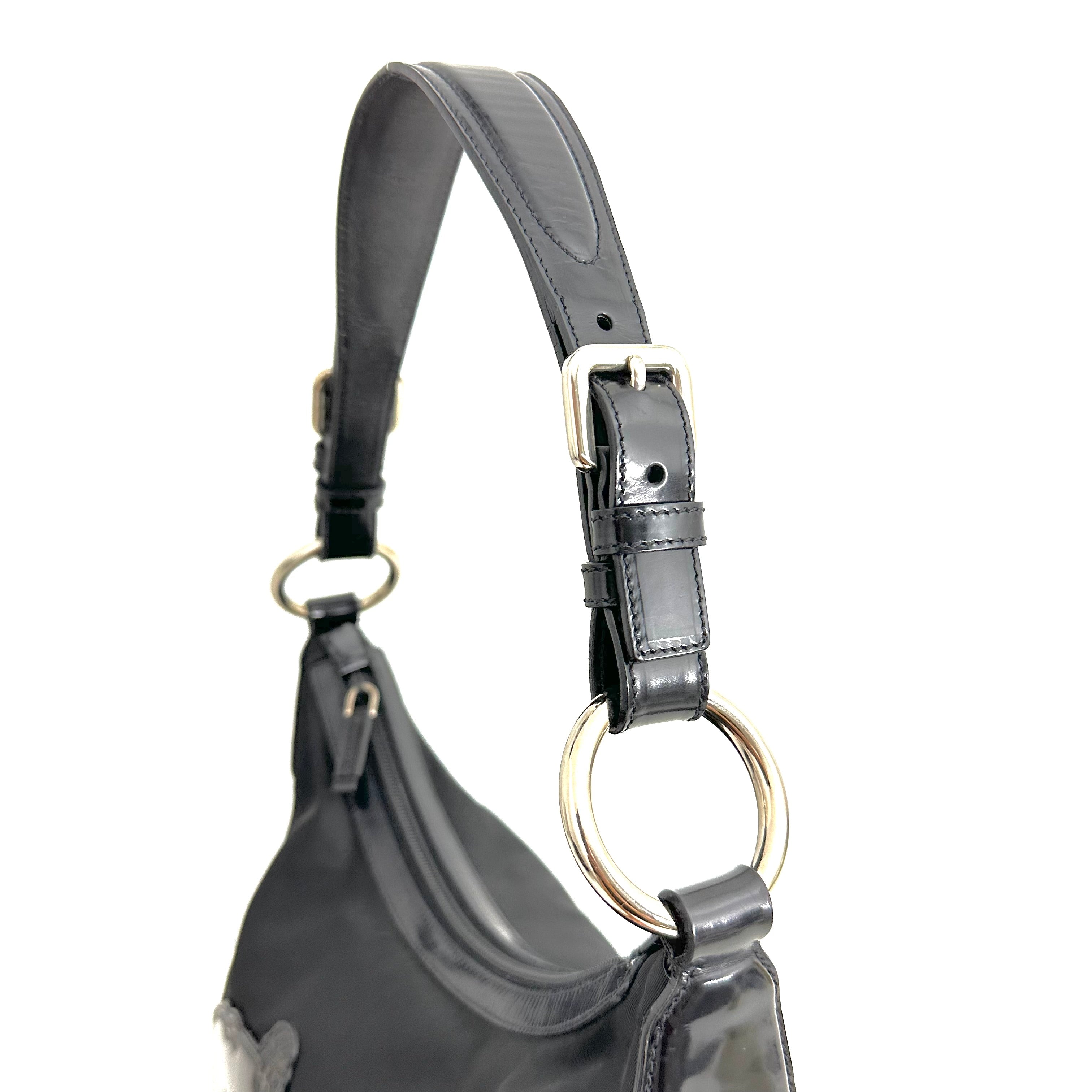 Black Tessuto Nylon Hobo Bag