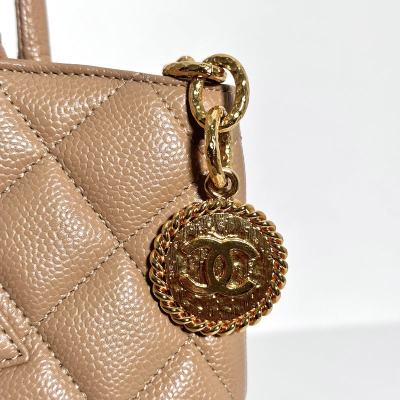 Beige Caviar Medallion Tote