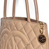 Beige Caviar Medallion Tote