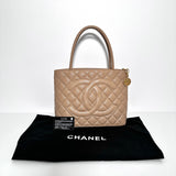 Beige Caviar Medallion Tote