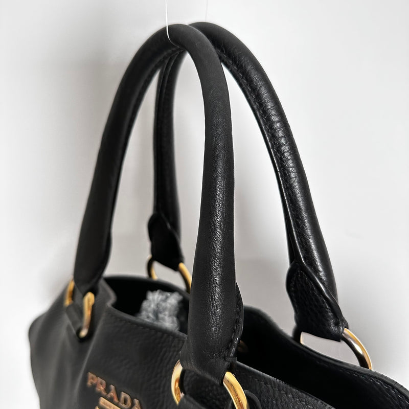Black Vitello Leather Tote