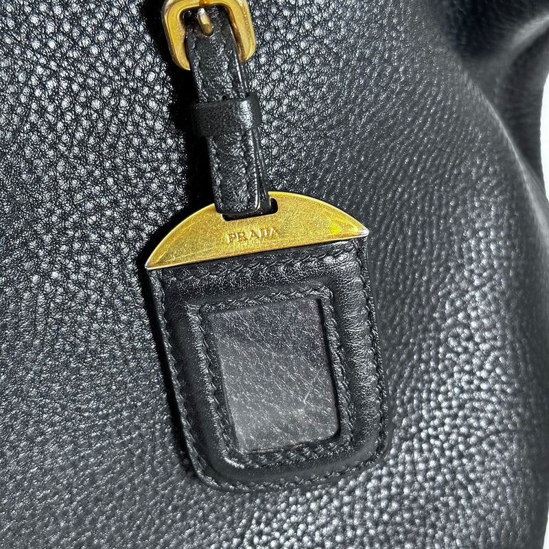 Black Vitello Leather Tote