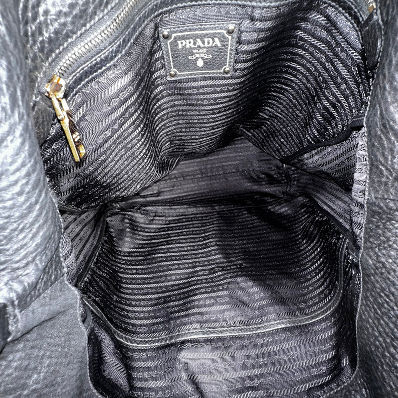 Black Vitello Leather Tote