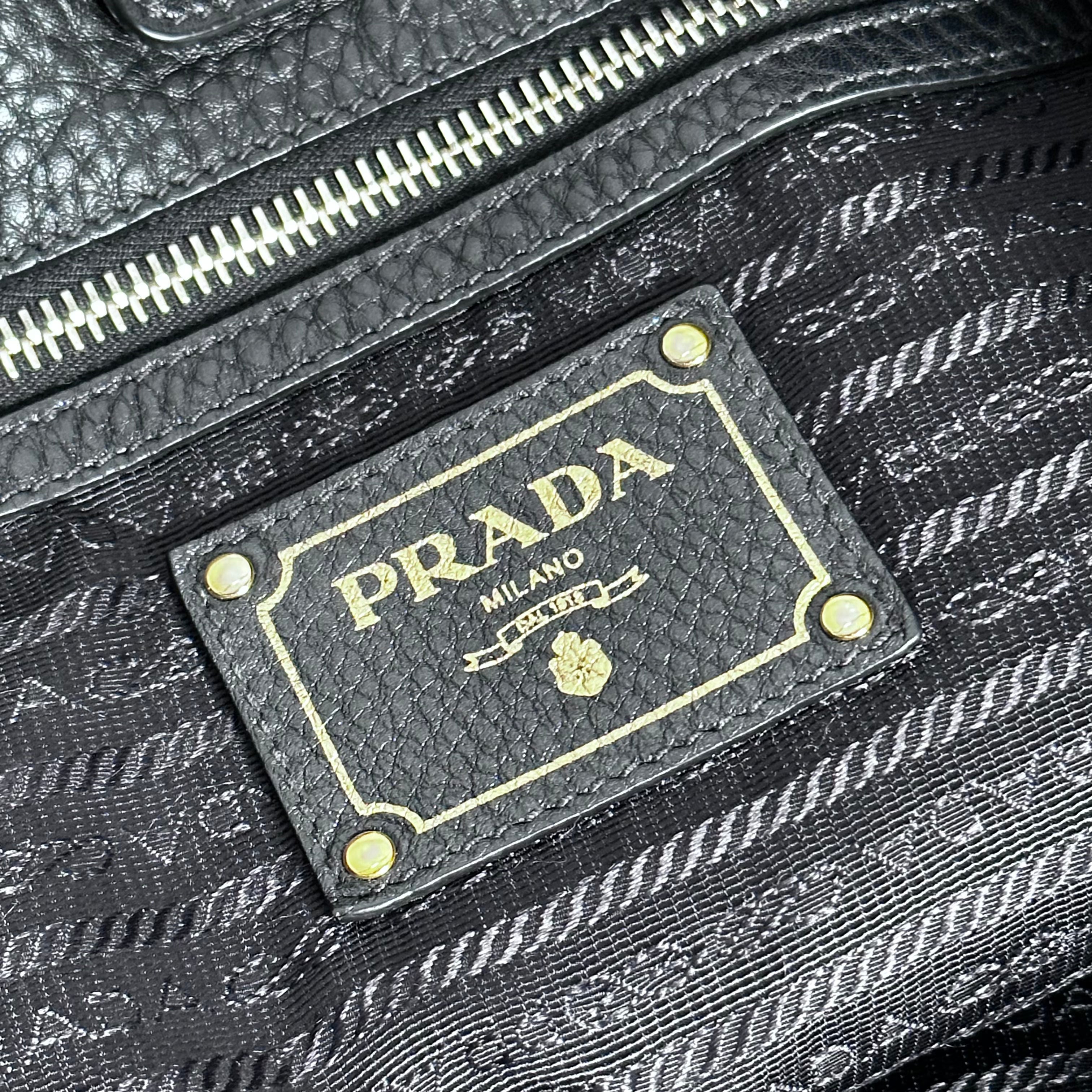 Black Vitello Leather Tote