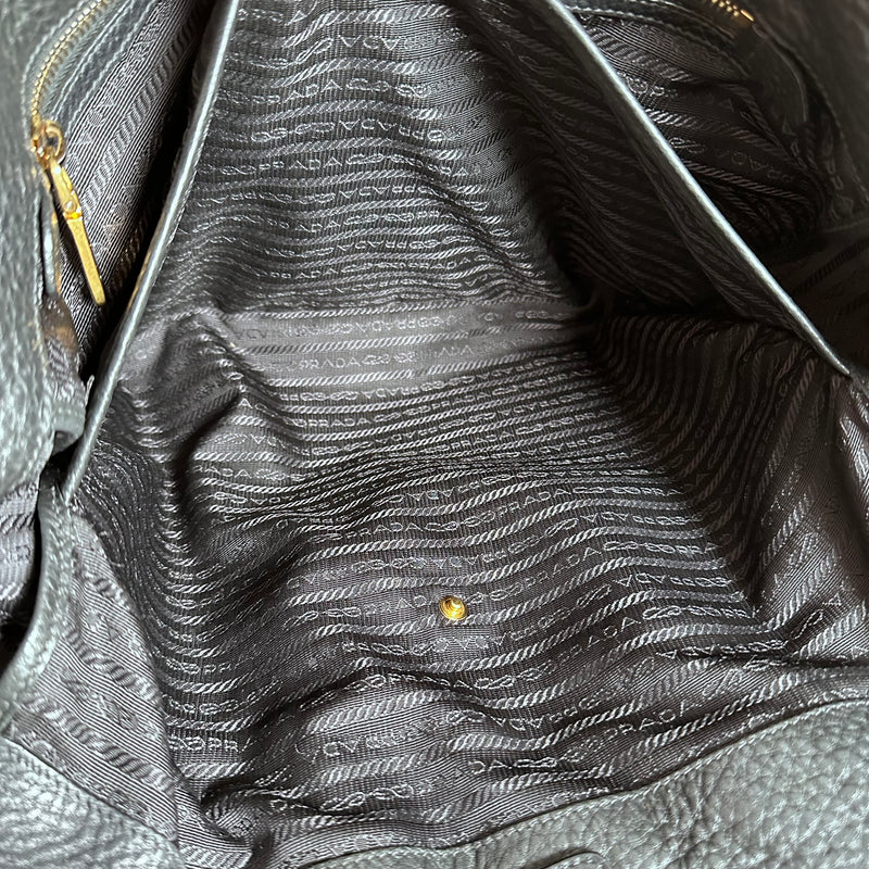 Black Vitello Leather Tote