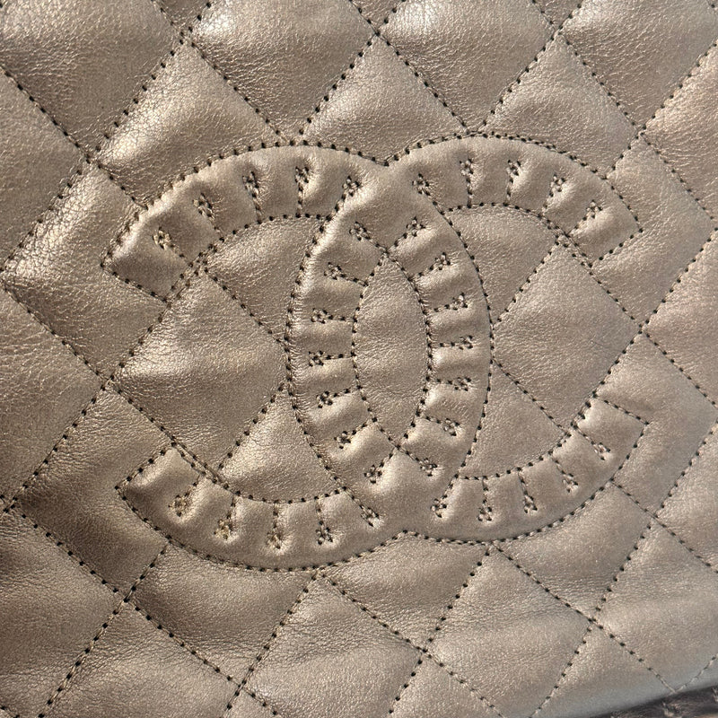 Small Metallic Bronze Quilted Tote