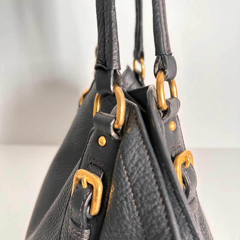Dark Charcoal Vitello Daino Hobo Tote