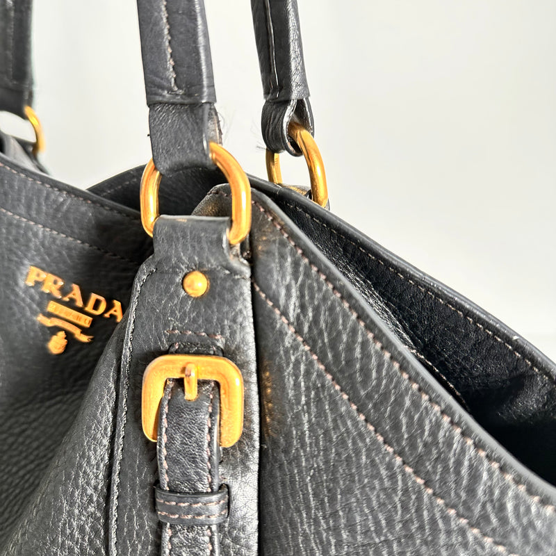 Dark Charcoal Vitello Daino Hobo Tote