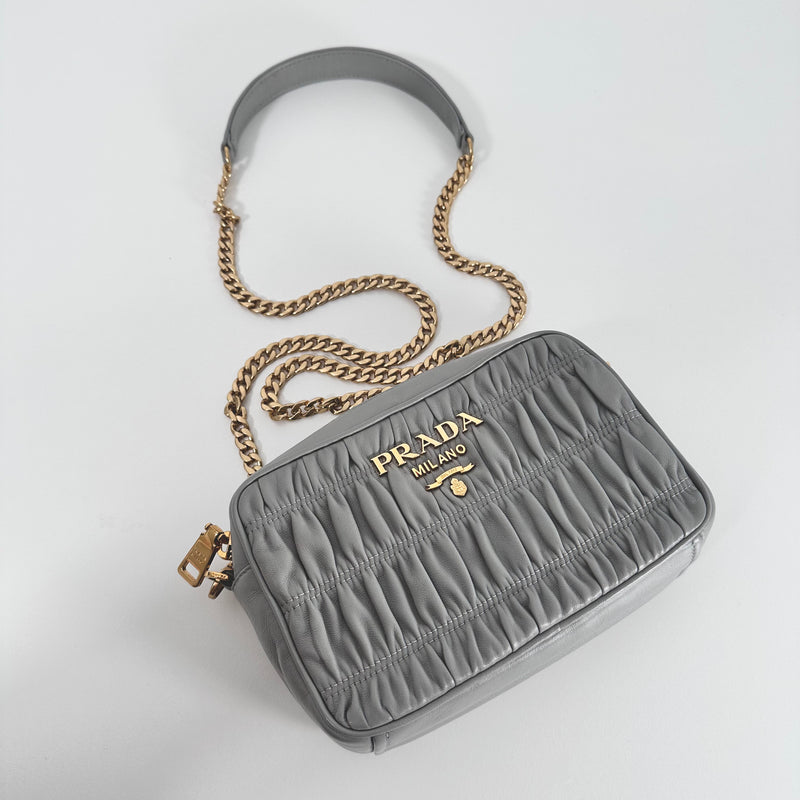 Light Grey Bandoliera Nappa Gaufre Bag