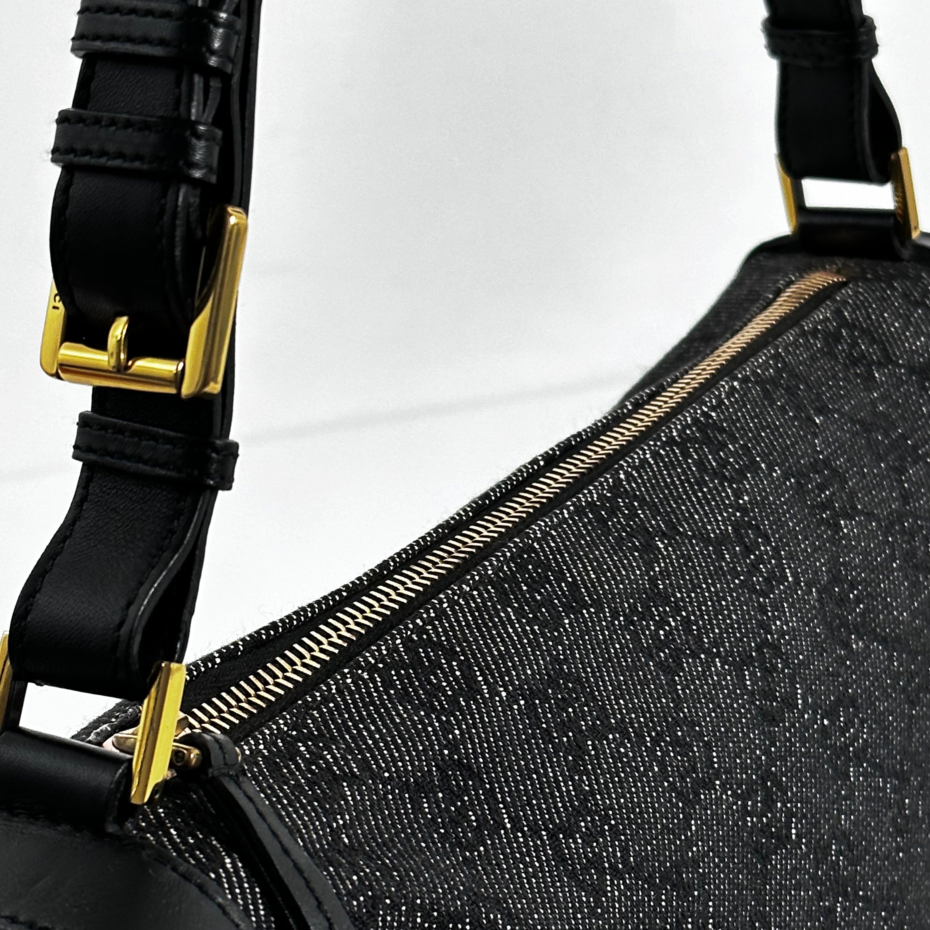 Black GG Denim Shoulder Bag