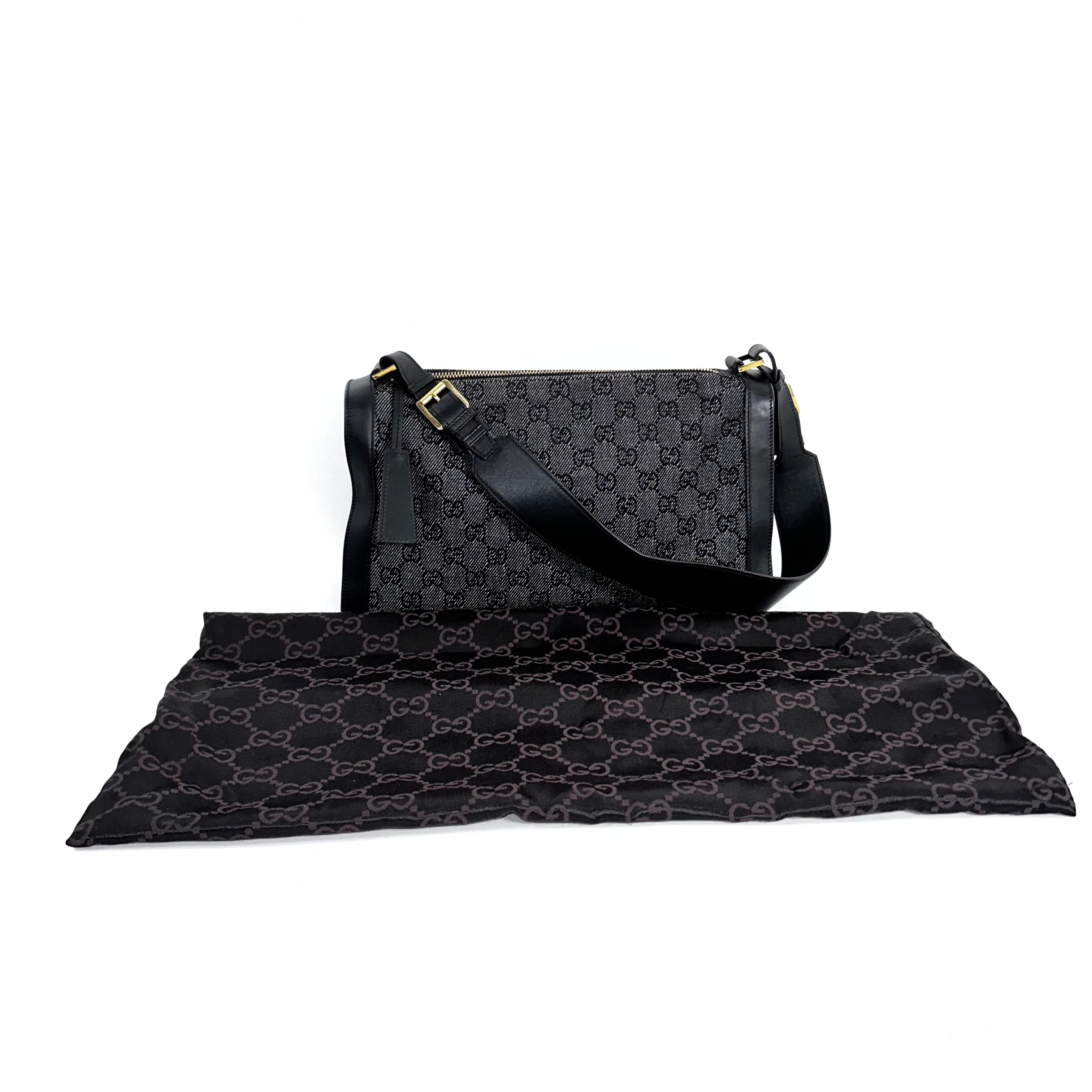 Black GG Denim Shoulder Bag