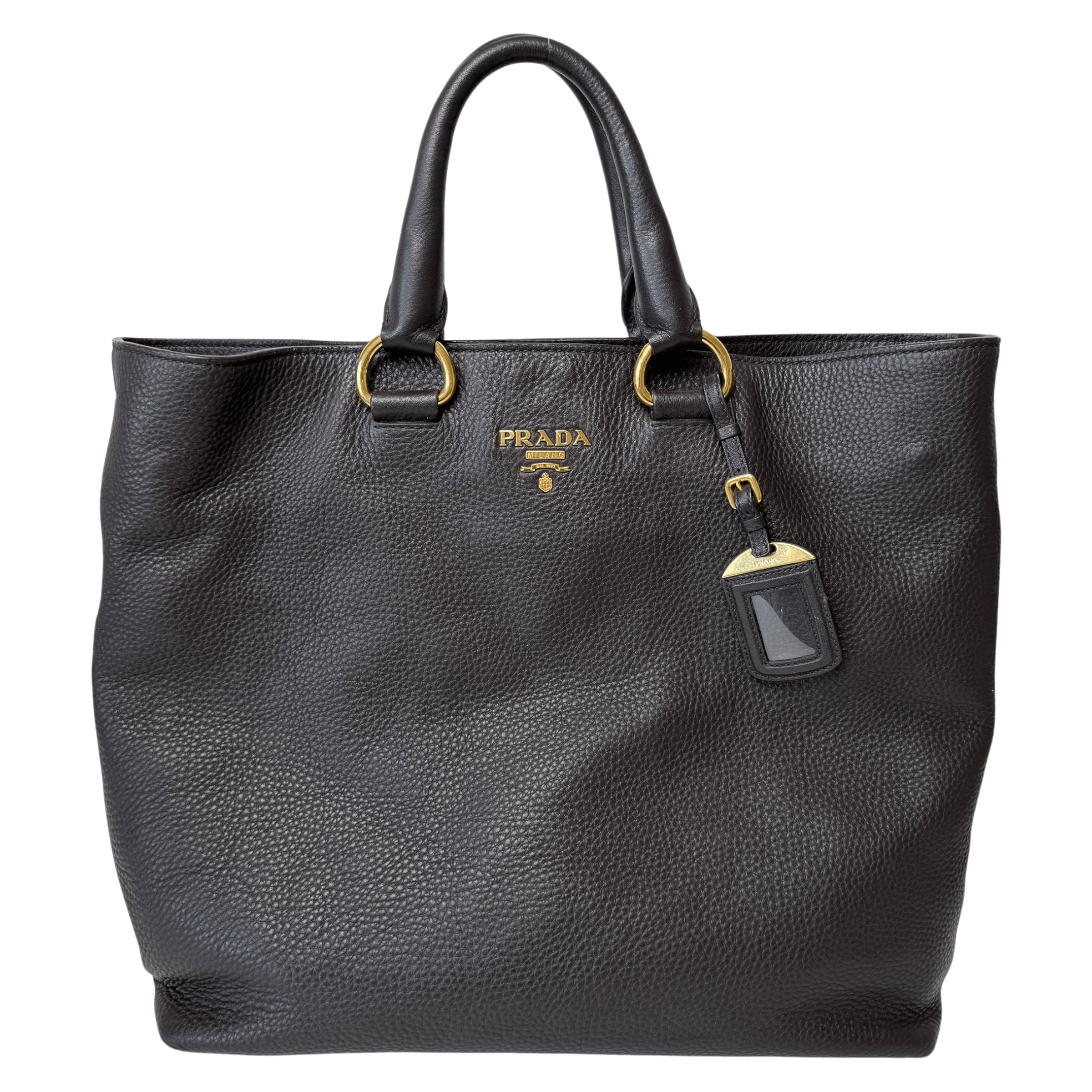 Daino Dark Brown Leather Tote w/strap