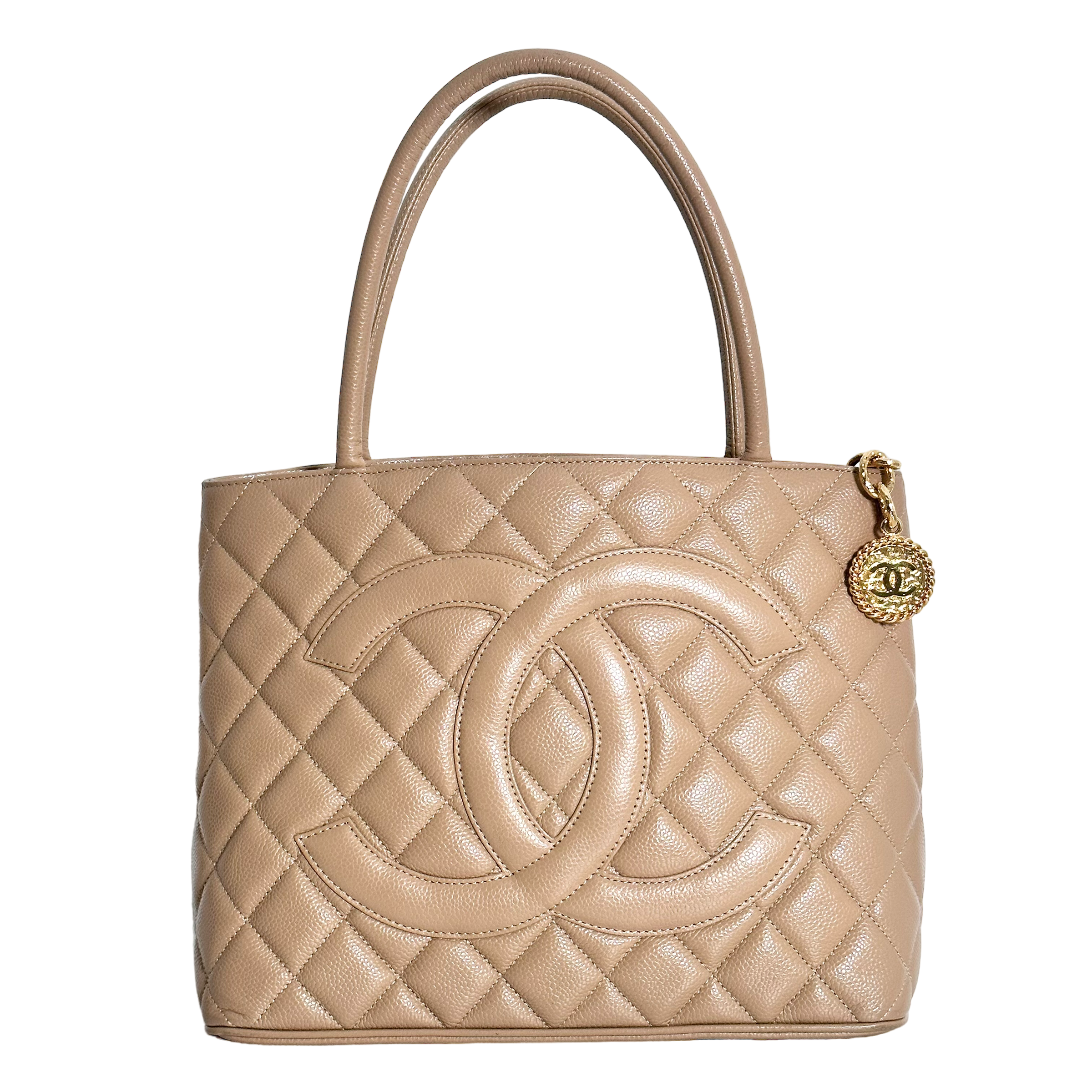 Beige Caviar Medallion Tote