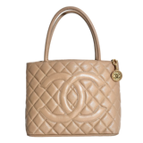Beige Caviar Medallion Tote