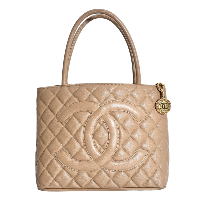 Beige Caviar Medallion Tote