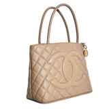 Beige Caviar Medallion Tote