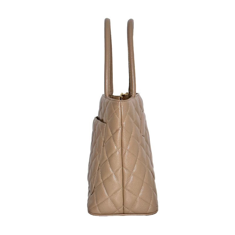 Beige Caviar Medallion Tote