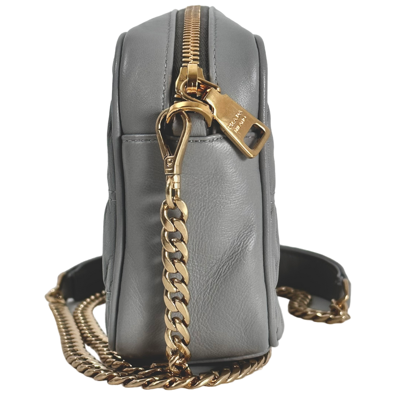 Light Grey Bandoliera Nappa Gaufre Bag