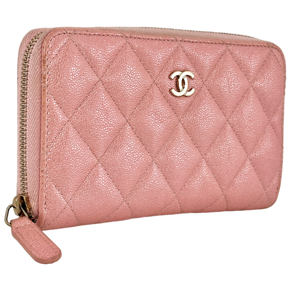 Iridescent Caviar Medium Zip Around Wallet