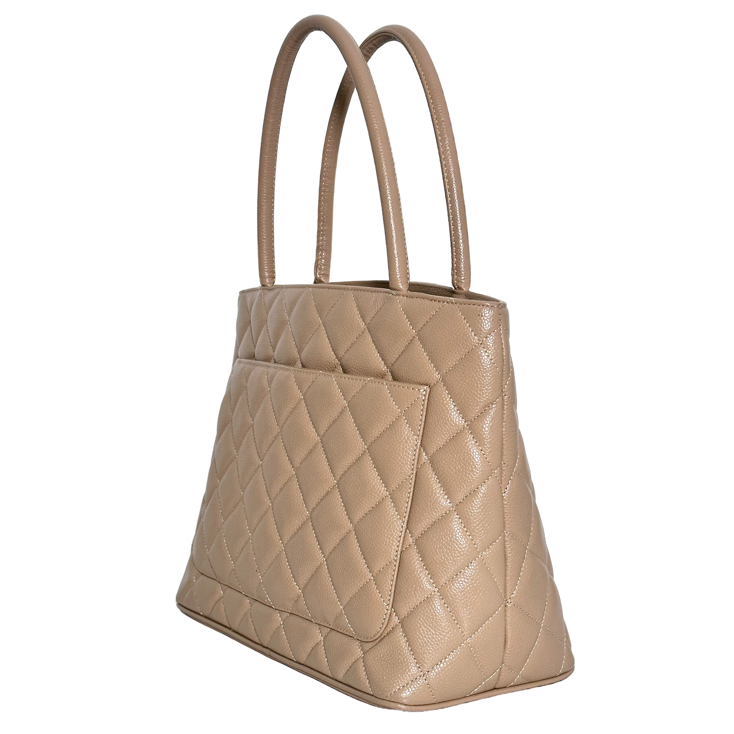 Beige Caviar Medallion Tote