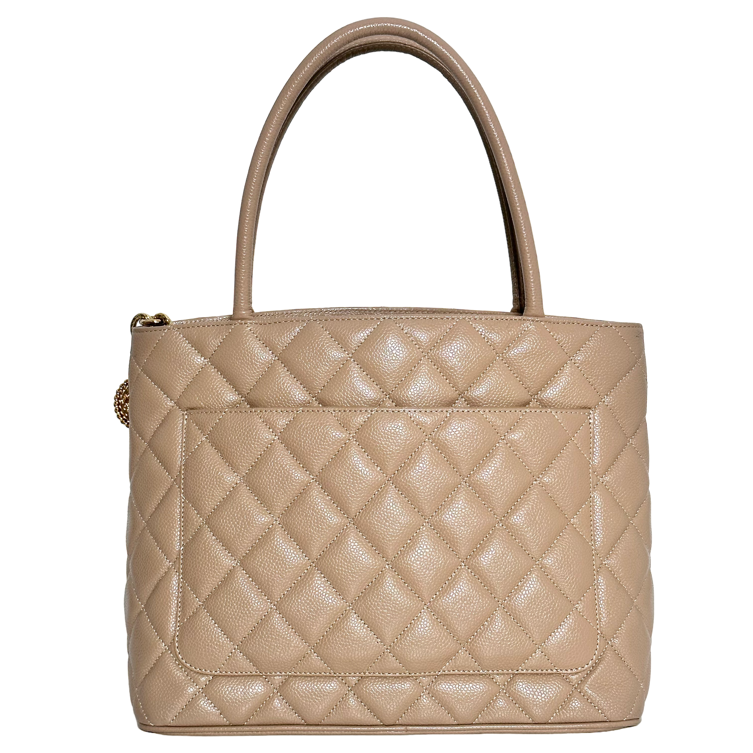 Beige Caviar Medallion Tote