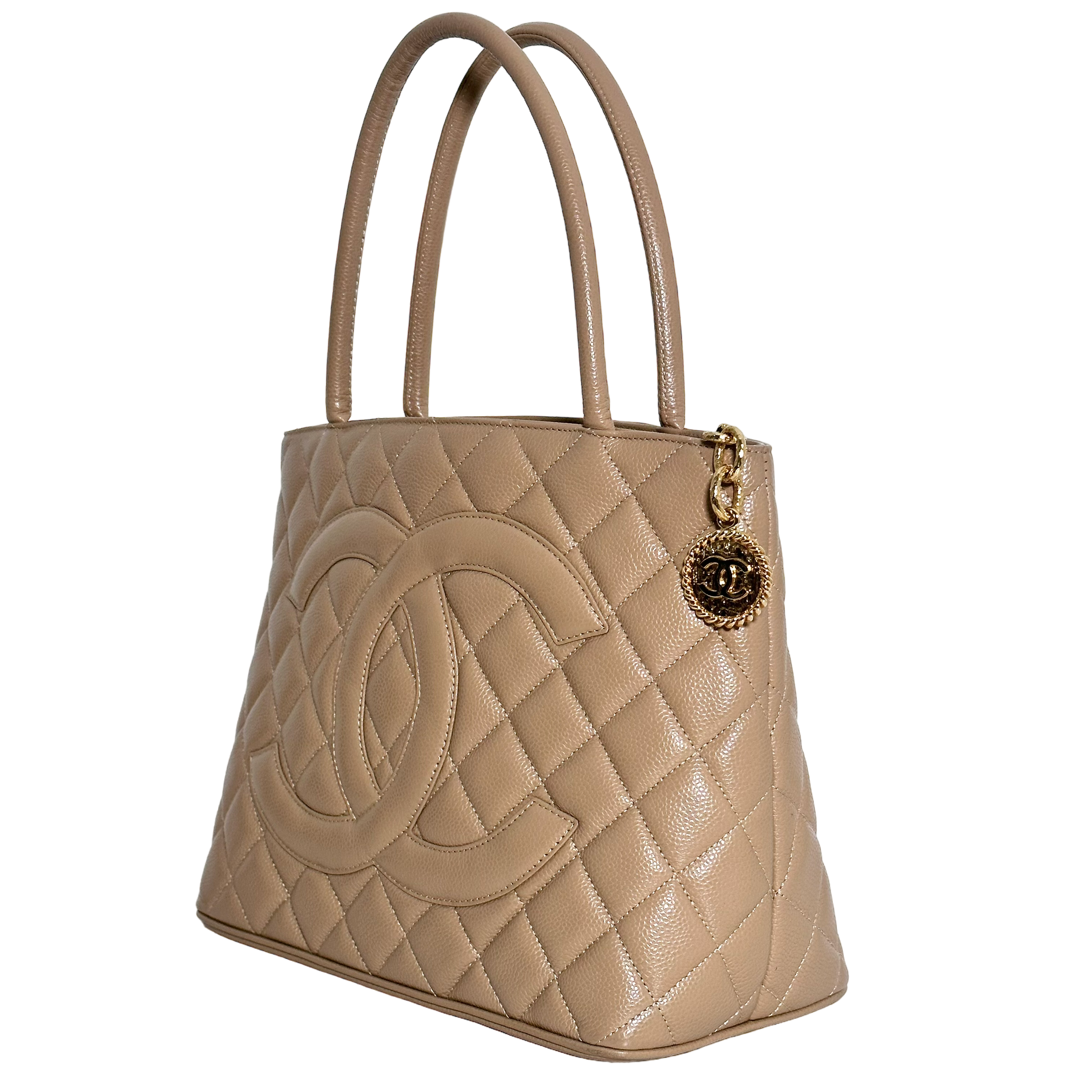 Beige Caviar Medallion Tote