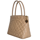 Beige Caviar Medallion Tote