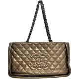 Small Metallic Bronze Quilted Tote