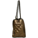 Small Metallic Bronze Quilted Tote