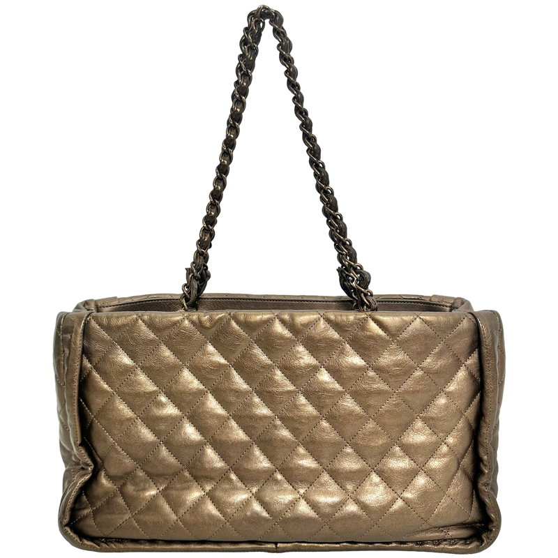 Small Metallic Bronze Quilted Tote