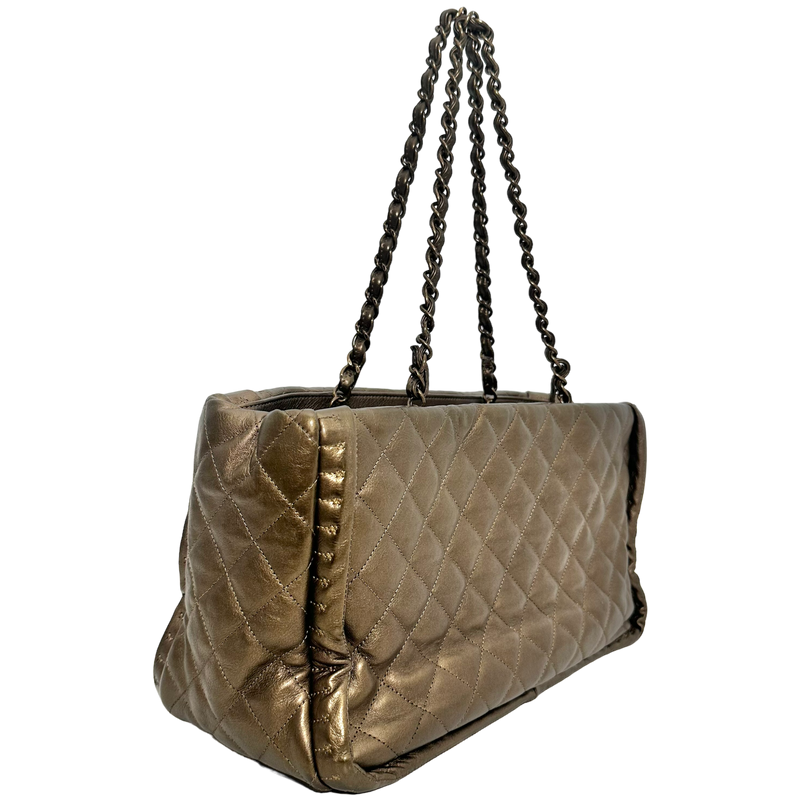 Small Metallic Bronze Quilted Tote