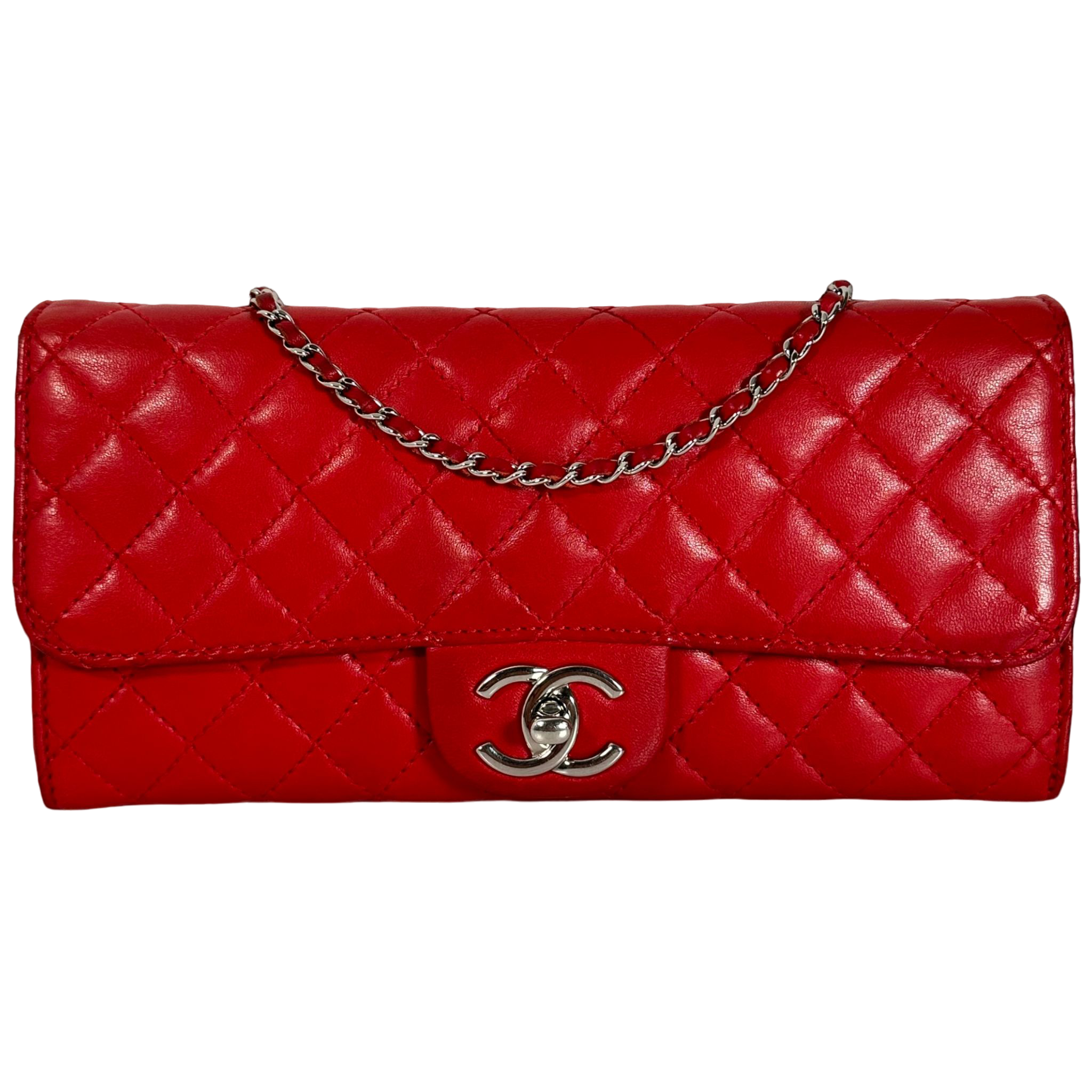 Red Quilted Accordion Wallet on Chain