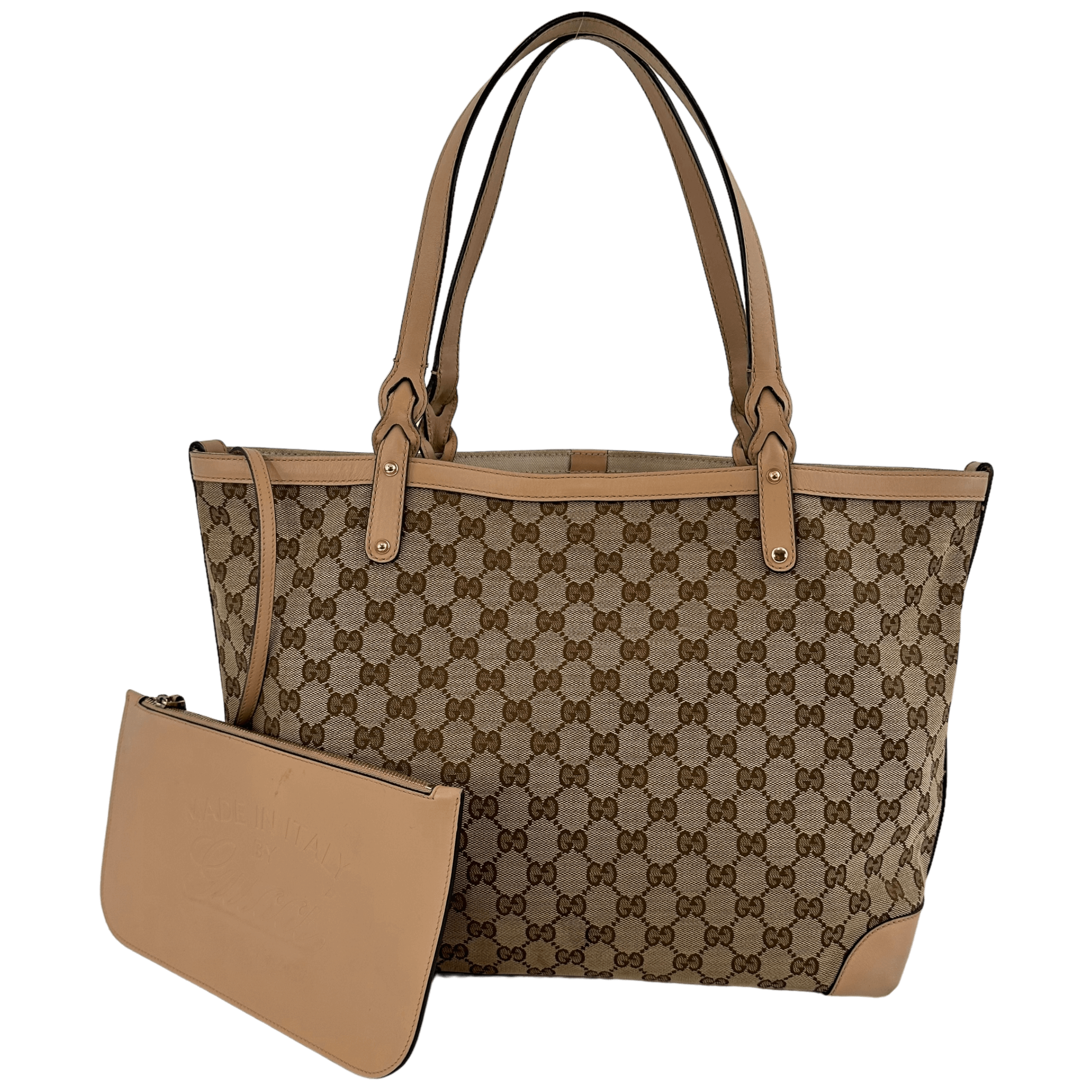 Beige GG Web Tote