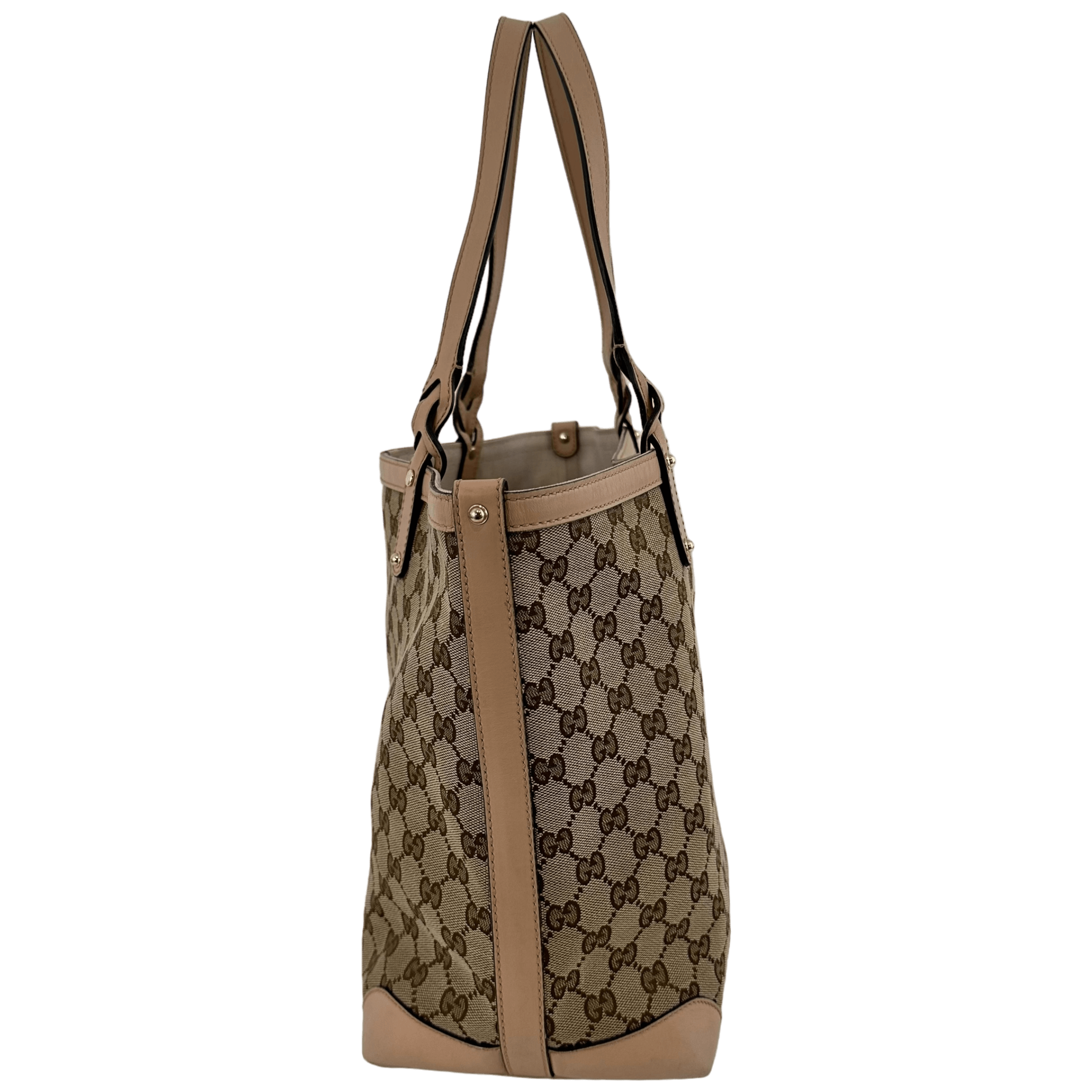 Beige GG Web Tote