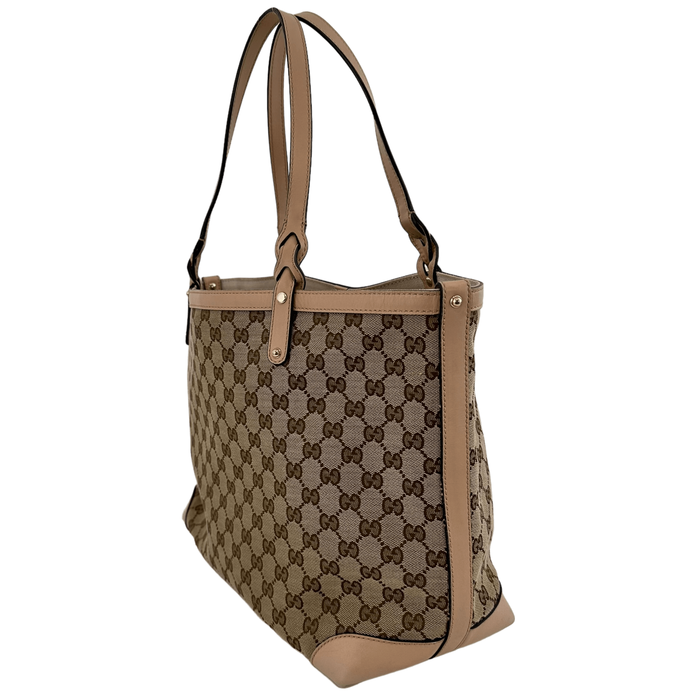 Beige GG Web Tote