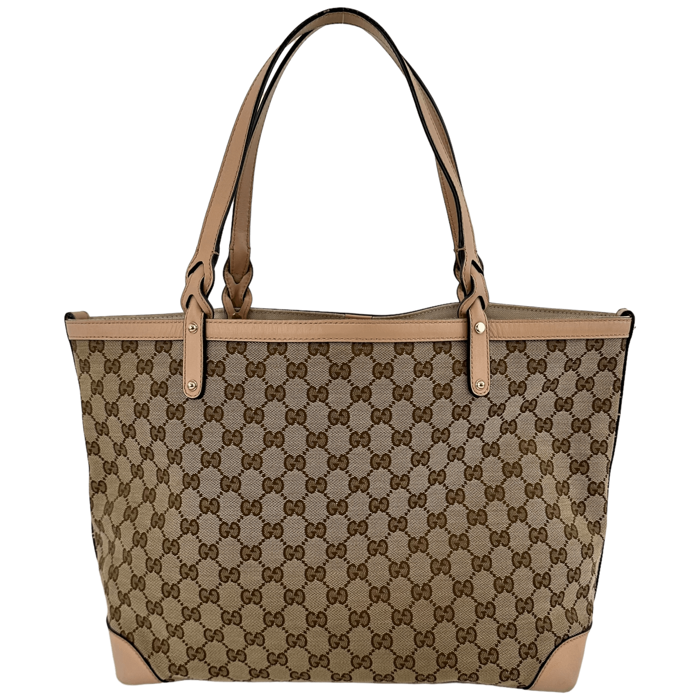 Beige GG Web Tote